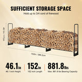 VEVOR Firewood Rack with Waterproof Cover, 383 x 36 x 117 cm Outdoor Firewood Holder, 660lb Weight Capacity, 1/2 Cord Log Holder, Half-Covered, Powder-coated Wood Storage Rack for Fireplace Deck