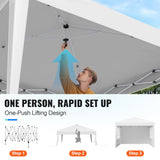 VEVOR Pop Up Canopy, 2.95 x 2.95 m Instant Canopy Portable Gazebo with 3 Sidewalls & 2 Ventilated Windows, Height Adjustable Pop-Up Outdoor Shelter Tent for Events, Patio, Backyard, Party, Parking