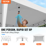VEVOR Pop Up Canopy, 2.95 x 2.95 m Instant Canopy Portable Gazebo with 3 Sidewalls & 2 Ventilated Windows, Height Adjustable Pop-Up Outdoor Shelter Tent for Events, Patio, Backyard, Party, Parking
