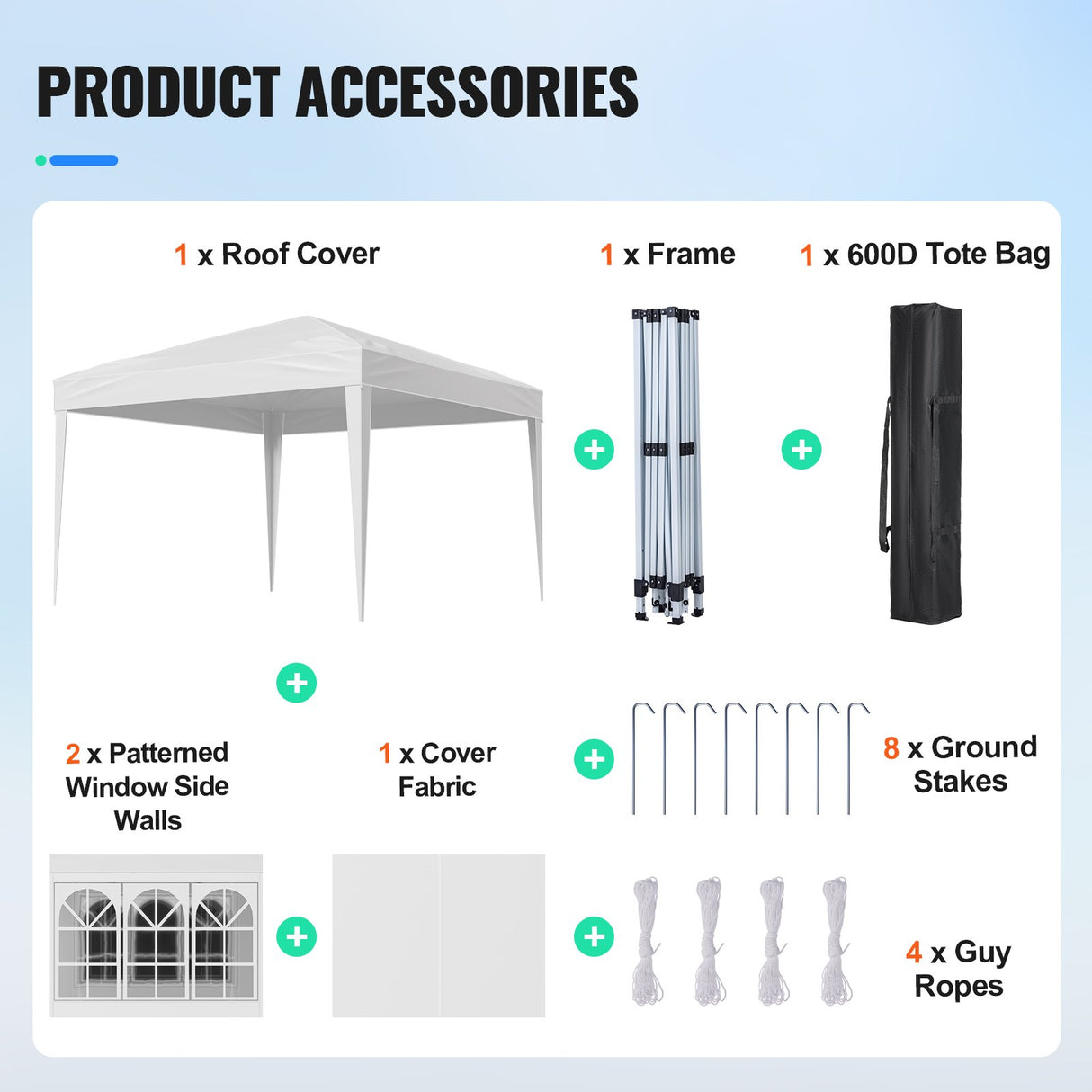 VEVOR Pop Up Canopy, 2.95 x 2.95 m Instant Canopy Portable Gazebo with 3 Sidewalls & 2 Ventilated Windows, Height Adjustable Pop-Up Outdoor Shelter Tent for Events, Patio, Backyard, Party, Parking