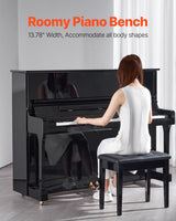 VEVOR Piano Bench, 22" x 13.78" x 19", Keyboard Piano Chair with High-Density Padded Cushion, Storage Compartment for Music Books, Wooden Piano Bookcase Stool Seat, for Vanity, Living Room, Bedroom