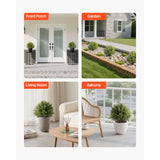 Artificial Topiary Cypress Trees with Ground Spike, 2 Set 406mm Faux Shrubs & Bushes Potted Plants, Fake Silk Tree Look Real for Decor Front Porch Outdoor Indoor Patio Garden Balcony Backyard