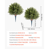 Artificial Topiary Cypress Trees with Ground Spike, 2 Set 406mm Faux Shrubs & Bushes Potted Plants, Fake Silk Tree Look Real for Decor Front Porch Outdoor Indoor Patio Garden Balcony Backyard