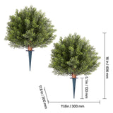 Artificial Topiary Cypress Trees with Ground Spike, 2 Set 406mm Faux Shrubs & Bushes Potted Plants, Fake Silk Tree Look Real for Decor Front Porch Outdoor Indoor Patio Garden Balcony Backyard