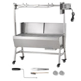 VEVOR Rotisserie Grill with Windscreen, BBQ Whole Pig Lamb Goat Charcoal Spit Grill, 35 Inch 90 Lbs Capacity, Electric 42W Motor Stainless Steel Roaster with Lockable Wheels, for Camping Outdoor