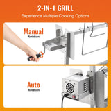 VEVOR Rotisserie Grill with Windscreen, BBQ Whole Pig Lamb Goat Charcoal Spit Grill, 35 Inch 90 Lbs Capacity, Electric 42W Motor Stainless Steel Roaster with Lockable Wheels, for Camping Outdoor