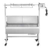VEVOR Rotisserie Grill with Windscreen, BBQ Whole Pig Lamb Goat Charcoal Spit Grill, 35 Inch 90 Lbs Capacity, Electric 42W Motor Stainless Steel Roaster with Lockable Wheels, for Camping Outdoor