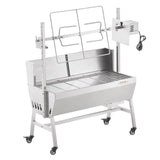 VEVOR Rotisserie Grill with Windscreen, BBQ Whole Pig Lamb Goat Charcoal Spit Grill, 35 Inch 90 Lbs Capacity, Electric 42W Motor Stainless Steel Roaster with Lockable Wheels, for Camping Outdoor