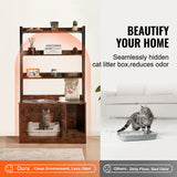 VEVOR Cat Litter Box Enclosure Wooden Litter Box Furniture Hidden with 3 Shelves
