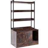 VEVOR Cat Litter Box Enclosure Wooden Litter Box Furniture Hidden with 3 Shelves