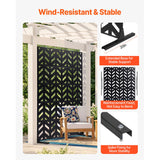 Metal Privacy Screen, 47" W x 72" H, Outdoor Privacy Screens 5-Panel, Freestanding Outdoor Divider with Stand, Decorative Garden Steel Privacy Fence for Balcony Patio Indoor Room Black