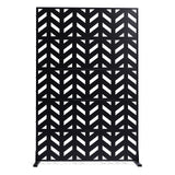Metal Privacy Screen, 47" W x 72" H, Outdoor Privacy Screens 5-Panel, Freestanding Outdoor Divider with Stand, Decorative Garden Steel Privacy Fence for Balcony Patio Indoor Room Black