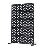 Metal Privacy Screen, 47" W x 72" H, Outdoor Privacy Screens 5-Panel, Freestanding Outdoor Divider with Stand, Decorative Garden Steel Privacy Fence for Balcony Patio Indoor Room Black