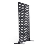 Metal Privacy Screen, 47" W x 72" H, Outdoor Privacy Screens 5-Panel, Freestanding Outdoor Divider with Stand, Decorative Garden Steel Privacy Fence for Balcony Patio Indoor Room Black