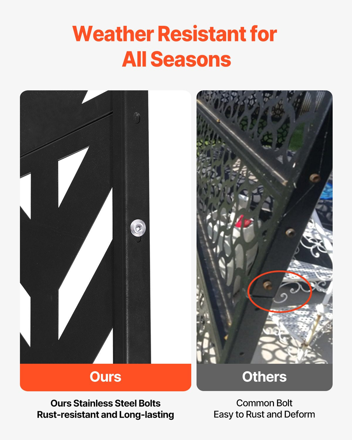 Metal Privacy Screen, 47" W x 72" H, Outdoor Privacy Screens 5-Panel, Freestanding Outdoor Divider with Stand, Decorative Garden Steel Privacy Fence for Balcony Patio Indoor Room Black