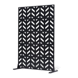 Metal Privacy Screen, 47" W x 72" H, Outdoor Privacy Screens 5-Panel, Freestanding Outdoor Divider with Stand, Decorative Garden Steel Privacy Fence for Balcony Patio Indoor Room Black