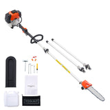 VEVOR Gas Pole Saw, 33CC 2 Stroke Gas Powered Pole Saws with 20.3 cm Cutting Bar, Cordless Tree Trimmer with 850ml Fuel Tank, 2.08 to 3.58 m  Extendable, Powerful Chainsaw for Tree Trimming Pruning