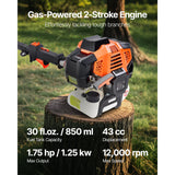 VEVOR Gas Pole Saw, 33CC 2 Stroke Gas Powered Pole Saws with 20.3 cm Cutting Bar, Cordless Tree Trimmer with 850ml Fuel Tank, 2.08 to 3.58 m  Extendable, Powerful Chainsaw for Tree Trimming Pruning