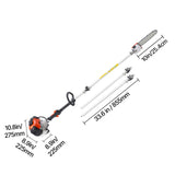 VEVOR Gas Pole Saw, 33CC 2 Stroke Gas Powered Pole Saws with 20.3 cm Cutting Bar, Cordless Tree Trimmer with 850ml Fuel Tank, 2.08 to 3.58 m  Extendable, Powerful Chainsaw for Tree Trimming Pruning