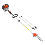 VEVOR Gas Pole Saw, 33CC 2 Stroke Gas Powered Pole Saws with 20.3 cm Cutting Bar, Cordless Tree Trimmer with 850ml Fuel Tank, 2.08 to 3.58 m  Extendable, Powerful Chainsaw for Tree Trimming Pruning