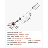 VEVOR Gas Pole Saw, 25CC 2 Stroke Gas Powered Pole Saws with 30.5 cm Cutting Bar, Cordless Tree Trimmer with 650ml Fuel Tank, 2.12 to 3.62 m Extendable, Powerful Chainsaw for Tree Trimming Pruning