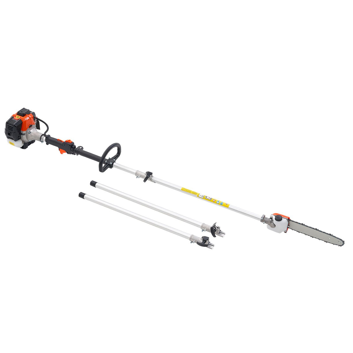 VEVOR Gas Pole Saw, 25CC 2 Stroke Gas Powered Pole Saws with 30.5 cm Cutting Bar, Cordless Tree Trimmer with 650ml Fuel Tank, 2.12 to 3.62 m Extendable, Powerful Chainsaw for Tree Trimming Pruning