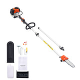 VEVOR Gas Pole Saw, 25CC 2 Stroke Gas Powered Pole Saws with 20.3 cm Cutting Bar, Cordless Tree Trimmer with 650ml Fuel Tank, 2 to 2.74 m Extendable, Powerful Chainsaw for Tree Trimming Pruning