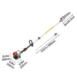 VEVOR Gas Pole Saw, 25CC 2 Stroke Gas Powered Pole Saws with 20.3 cm Cutting Bar, Cordless Tree Trimmer with 650ml Fuel Tank, 2 to 2.74 m Extendable, Powerful Chainsaw for Tree Trimming Pruning