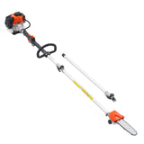 VEVOR Gas Pole Saw, 25CC 2 Stroke Gas Powered Pole Saws with 20.3 cm Cutting Bar, Cordless Tree Trimmer with 650ml Fuel Tank, 2 to 2.74 m Extendable, Powerful Chainsaw for Tree Trimming Pruning