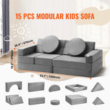 VEVOR Play Couch, 15pcs Modular Kids Nugget Couch, Toddler Foam Sofa Couch with High-density 25D Sponge for Playing, Creativing, Sleeping, Imaginative Kids Furniture for Bedroom and Playroom