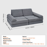 VEVOR Modular Kids Play Couch 10Pcs DIY Creative Toddler Sectional Sofa Grey