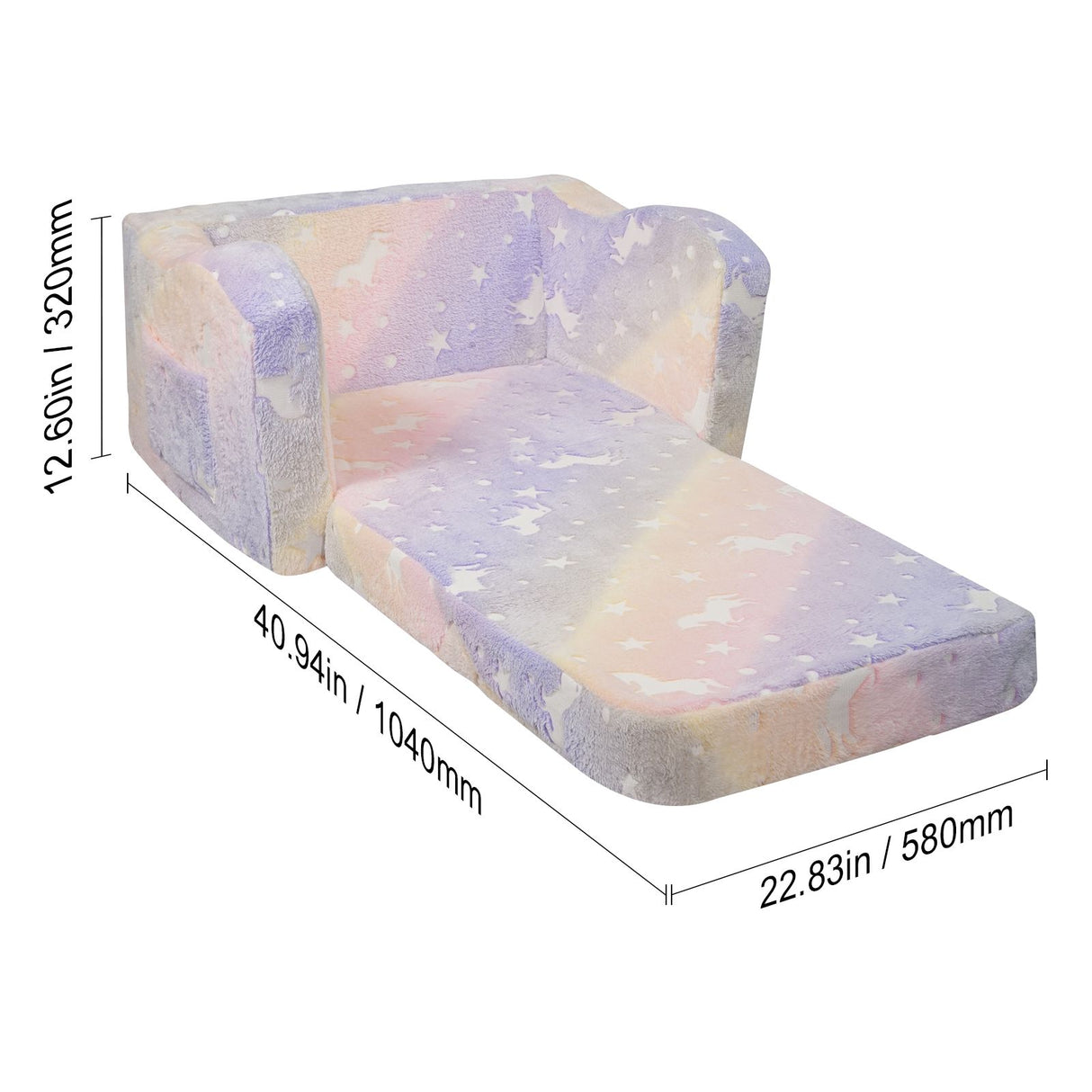 VEVOR Foldable Baby Chair 2-in-1 Baby Lounger Couch Glow in Dark Kids Sofa