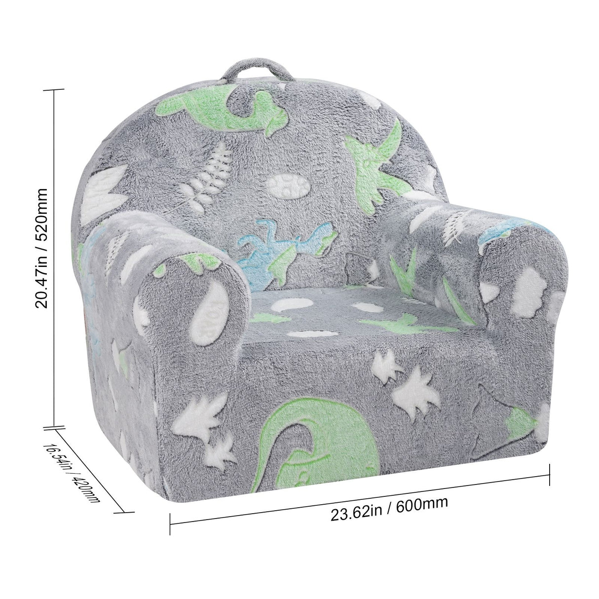 VEVOR Toddler Chair Glow in the Dark Plush Baby Chair Playroom Furniture Grey