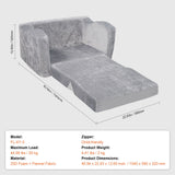 VEVOR Baby Chair Foldable 2-in-1 Comfy Baby Lounger Couch Kids Sofa Grey