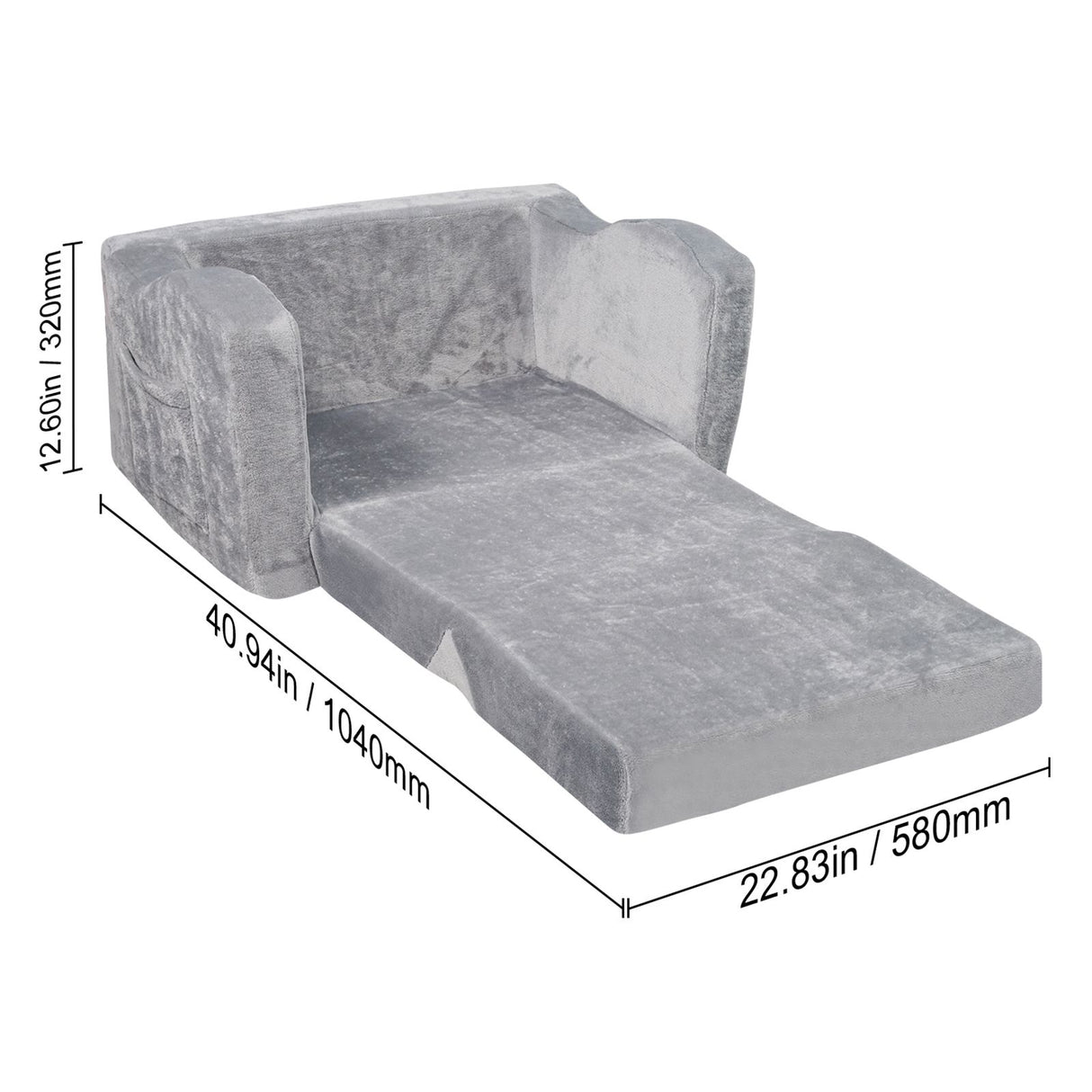 VEVOR Baby Chair Foldable 2-in-1 Comfy Baby Lounger Couch Kids Sofa Grey