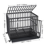 47 Inch Heavy Duty Dog Crate, Indestructible Dog Crate, 3-Door Heavy Duty Dog Kennel for Medium to Large Dogs with Lockable Wheels and Removable Tray, High Anxiety Dog Crate for Indoor & Outdoor