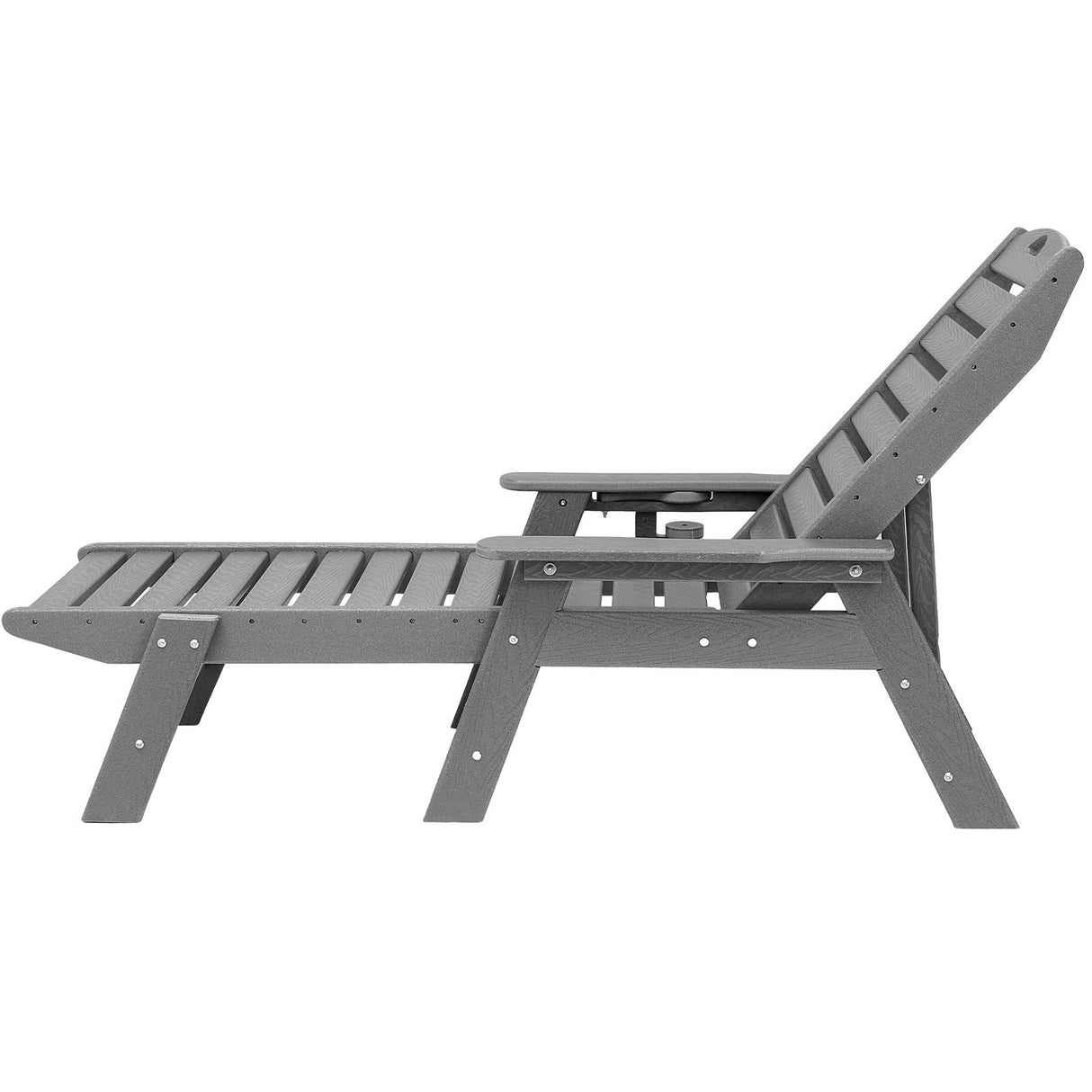 Outdoor Chaise Lounge Chair 6 Positions Reclining Patio Bench Lounger Gray