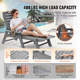 Outdoor Chaise Lounge Chair 6 Positions Reclining Patio Bench Lounger Gray
