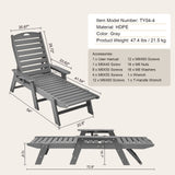Outdoor Chaise Lounge Chair 6 Positions Reclining Patio Bench Lounger Gray