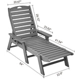Outdoor Chaise Lounge Chair 6 Positions Reclining Patio Bench Lounger Gray