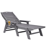 Outdoor Chaise Lounge Chair 6 Positions Reclining Patio Bench Lounger Gray