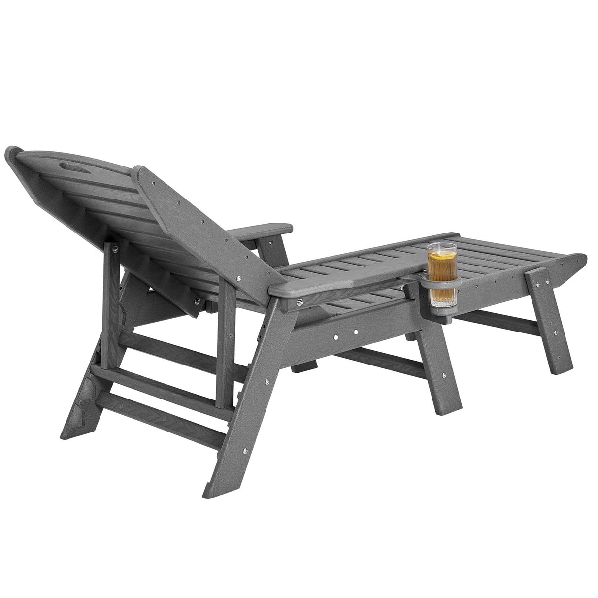 Outdoor Chaise Lounge Chair 6 Positions Reclining Patio Bench Lounger Gray