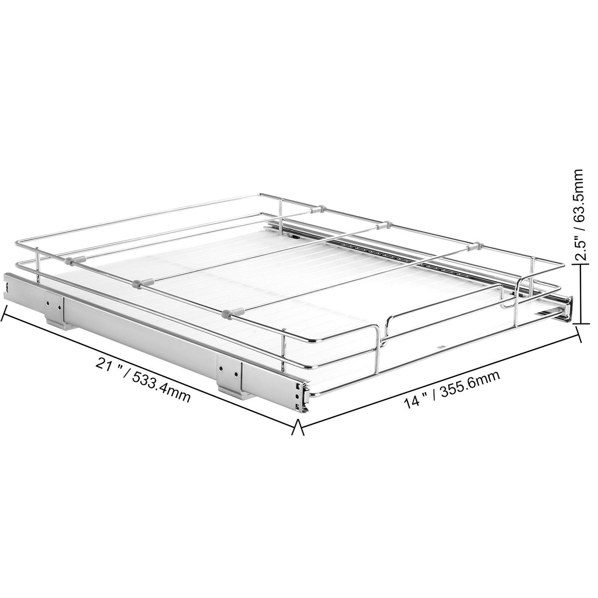34x53 cm Pull Out Cabinet Organizer, Heavy Duty Slide Out Pantry Shelves, Chrome-Plated Steel Roll Out Drawers, Sliding Drawer Storage for Home, Inside Kitchen Cabinet, Bathroom, Under Sink