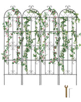 Garden Trellis for Climbing Plants, 87 x 20 in, 4 Packs Rustproof Metal Garden Flower Trellis, Outdoor Climbing Rose Trellis Cucumbers Support, Decorative Clematis Trellis for Courtyards Lawns