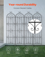 Garden Trellis for Climbing Plants, 87 x 20 in, 4 Packs Rustproof Metal Garden Flower Trellis, Outdoor Climbing Rose Trellis Cucumbers Support, Decorative Clematis Trellis for Courtyards Lawns