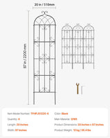 Garden Trellis for Climbing Plants, 87 x 20 in, 4 Packs Rustproof Metal Garden Flower Trellis, Outdoor Climbing Rose Trellis Cucumbers Support, Decorative Clematis Trellis for Courtyards Lawns