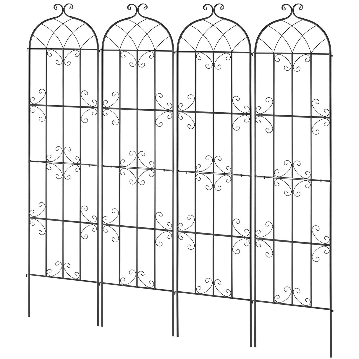 Garden Trellis for Climbing Plants, 87 x 20 in, 4 Packs Rustproof Metal Garden Flower Trellis, Outdoor Climbing Rose Trellis Cucumbers Support, Decorative Clematis Trellis for Courtyards Lawns