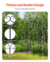 Garden Trellis for Climbing Plants, 87 x 20 in, 4 Packs Rustproof Metal Garden Flower Trellis, Outdoor Climbing Rose Trellis Cucumbers Support, Decorative Clematis Trellis for Courtyards Lawns