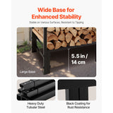 VEVOR Firewood Rack with Waterproof Cover, 1.22m Outdoor Firewood Holder, 1/4 Cord Storage Metal Log Holder, 400lb Max Weight Capacity, Top Covered, Powder-Coated Wood Storage Rack for Fireplace Deck
