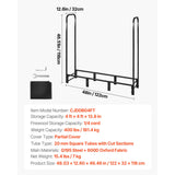 VEVOR Firewood Rack with Waterproof Cover, 1.22m Outdoor Firewood Holder, 1/4 Cord Storage Metal Log Holder, 400lb Max Weight Capacity, Top Covered, Powder-Coated Wood Storage Rack for Fireplace Deck